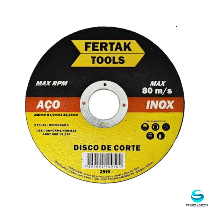 DISCO CORTE FERRO/INOX 9 1.9 2919 FERTAK (IMP)