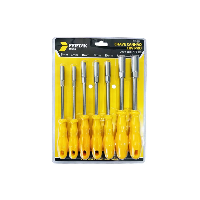 JOGO CHAVE CANHAO CRV 5A13MM 7PCS 2651 FERTAK (IMP)