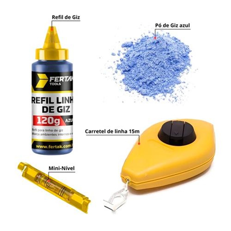 JOGO MARCACAO LINHA 15MT GIZ 120G VM NIVEL 6944 FERTAK (IMP)
