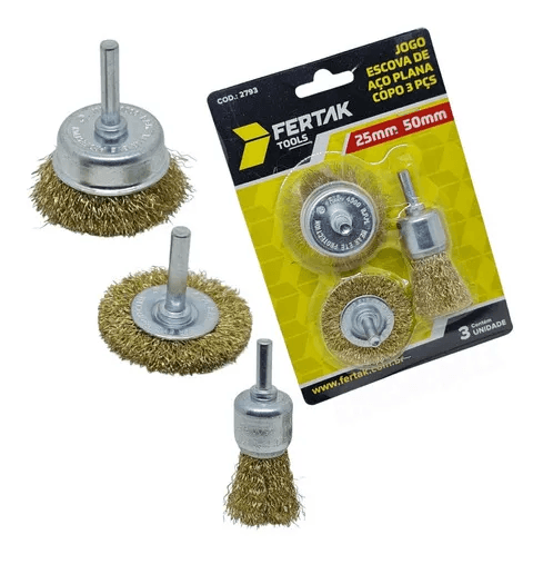 JOGO ESCOVA CIRCULAR PLANA COPO 25/50 3PCS 2793 FERTAK (IMP)