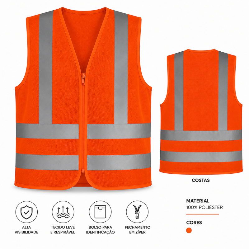 COLETE REFLET S/ BOLSO C/ ZIPER LR FLUOR/CZ T/XG VOLK