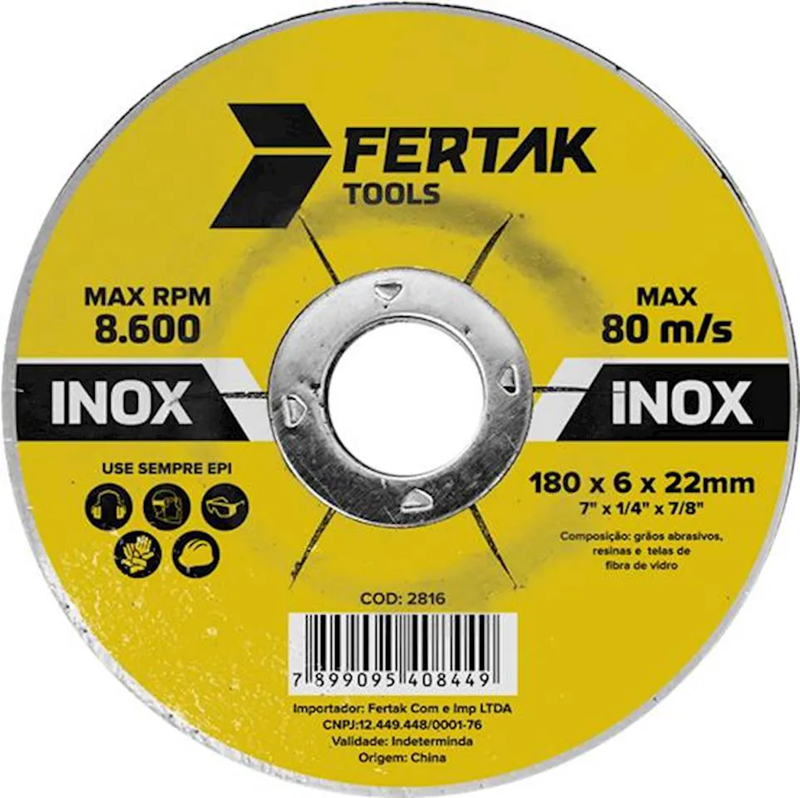 DISCO DESBASTE INOX 7X1/4X7/8 2816 FERTAK (IMP)